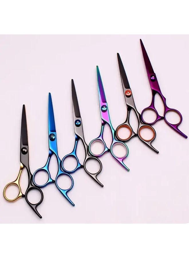 Black Blue Thinning Hair Scissors 6 Inch Professional Barber Shears 440C Stainless Steel Ultra Sharp Blades Ergonomic Grip Adjustable Tension - Image 1